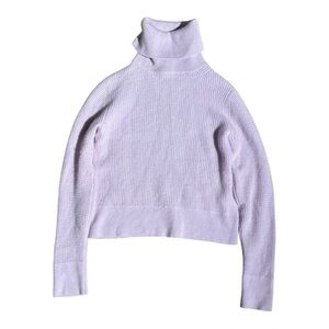 White +Warren 100% Cashmere Turtleneck Sweater Cool Lilac